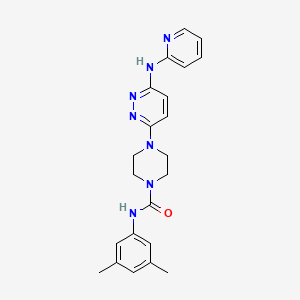 molecular formula C22H25N7O B4472321 N-(3,5-dimethylphenyl)-4-[6-(2-pyridinylamino)-3-pyridazinyl]-1-piperazinecarboxamide 
