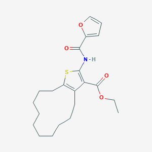 molecular formula C22H29NO4S B447241 ETHYL 2-[(2-FURYLCARBONYL)AMINO]-4,5,6,7,8,9,10,11,12,13-DECAHYDROCYCLODODECA[B]THIOPHENE-3-CARBOXYLATE 