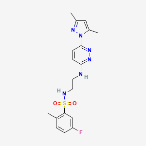 molecular formula C18H21FN6O2S B4472531 N-(2-{[6-(3,5-dimethyl-1H-pyrazol-1-yl)-3-pyridazinyl]amino}ethyl)-5-fluoro-2-methylbenzenesulfonamide 