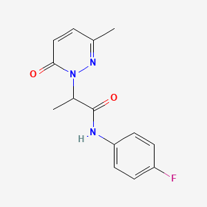 molecular formula C14H14FN3O2 B4472576 N-(4-fluorophenyl)-2-(3-methyl-6-oxopyridazin-1(6H)-yl)propanamide 