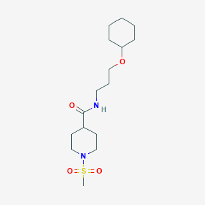molecular formula C16H30N2O4S B4472680 N-[3-(CYCLOHEXYLOXY)PROPYL]-1-METHANESULFONYLPIPERIDINE-4-CARBOXAMIDE 