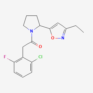molecular formula C17H18ClFN2O2 B4472905 2-(2-Chloro-6-fluorophenyl)-1-[2-(3-ethyl-1,2-oxazol-5-YL)pyrrolidin-1-YL]ethan-1-one 