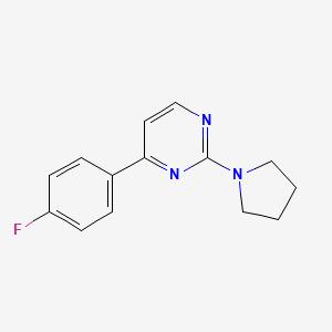 molecular formula C14H14FN3 B4472959 4-(4-fluorophenyl)-2-(1-pyrrolidinyl)pyrimidine 