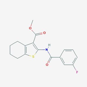 molecular formula C17H16FNO3S B447321 Methyl 2-[(3-fluorobenzoyl)amino]-4,5,6,7-tetrahydro-1-benzothiophene-3-carboxylate 