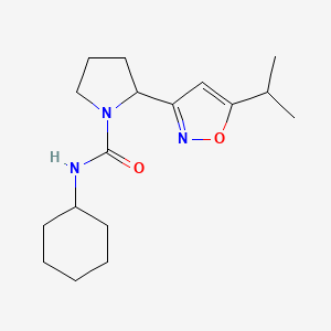 molecular formula C17H27N3O2 B4473295 N-Cyclohexyl-2-[5-(propan-2-YL)-1,2-oxazol-3-YL]pyrrolidine-1-carboxamide 