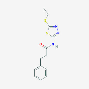 molecular formula C13H15N3OS2 B447351 N-[5-(ethylsulfanyl)-1,3,4-thiadiazol-2-yl]-3-phenylpropanamide 