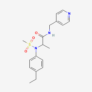 molecular formula C18H23N3O3S B4473558 N~2~-(4-ethylphenyl)-N~2~-(methylsulfonyl)-N~1~-(4-pyridinylmethyl)alaninamide 