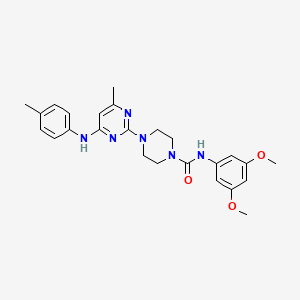 molecular formula C25H30N6O3 B4473593 N-(3,5-dimethoxyphenyl)-4-{4-methyl-6-[(4-methylphenyl)amino]-2-pyrimidinyl}-1-piperazinecarboxamide 