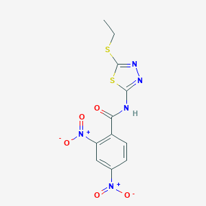 molecular formula C11H9N5O5S2 B447363 N-[5-(ethylsulfanyl)-1,3,4-thiadiazol-2-yl]-2,4-bisnitrobenzamide 