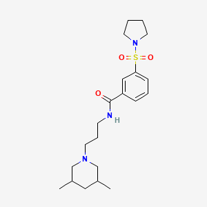 molecular formula C21H33N3O3S B4473817 N-[3-(3,5-dimethyl-1-piperidinyl)propyl]-3-(1-pyrrolidinylsulfonyl)benzamide 