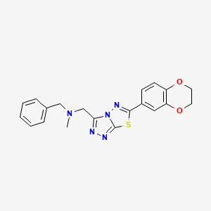 molecular formula C20H19N5O2S B4473929 N-benzyl-1-[6-(2,3-dihydro-1,4-benzodioxin-6-yl)[1,2,4]triazolo[3,4-b][1,3,4]thiadiazol-3-yl]-N-methylmethanamine 