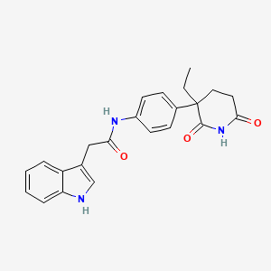 molecular formula C23H23N3O3 B4474088 N-[4-(3-ethyl-2,6-dioxopiperidin-3-yl)phenyl]-2-(1H-indol-3-yl)acetamide 