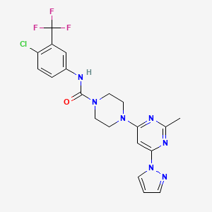 molecular formula C20H19ClF3N7O B4474199 N-[4-chloro-3-(trifluoromethyl)phenyl]-4-[2-methyl-6-(1H-pyrazol-1-yl)-4-pyrimidinyl]-1-piperazinecarboxamide 