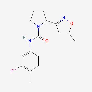 molecular formula C16H18FN3O2 B4474403 N-(3-fluoro-4-methylphenyl)-2-(5-methyl-1,2-oxazol-3-yl)pyrrolidine-1-carboxamide 