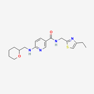 molecular formula C18H24N4O2S B4474468 N-[(4-ethyl-1,3-thiazol-2-yl)methyl]-6-[(tetrahydro-2H-pyran-2-ylmethyl)amino]nicotinamide 