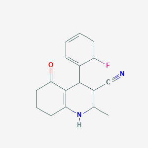 molecular formula C17H15FN2O B447450 4-(2-fluorophenyl)-2-methyl-5-oxo-4,6,7,8-tetrahydro-1H-quinoline-3-carbonitrile CAS No. 5710-83-8