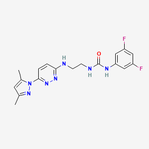 molecular formula C18H19F2N7O B4474591 N-(3,5-difluorophenyl)-N'-(2-{[6-(3,5-dimethyl-1H-pyrazol-1-yl)-3-pyridazinyl]amino}ethyl)urea 