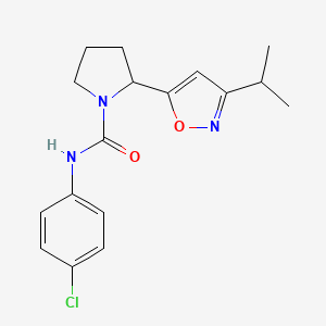 molecular formula C17H20ClN3O2 B4474645 N-(4-Chlorophenyl)-2-[3-(propan-2-YL)-1,2-oxazol-5-YL]pyrrolidine-1-carboxamide 