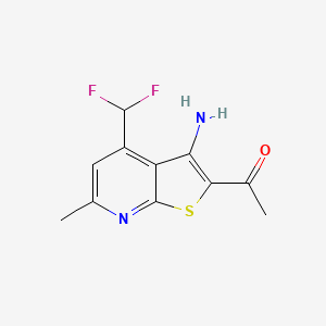 molecular formula C11H10F2N2OS B4474802 1-[3-amino-4-(difluoromethyl)-6-methylthieno[2,3-b]pyridin-2-yl]ethanone 