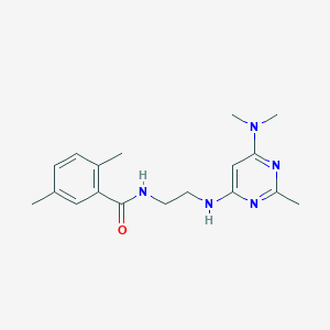 molecular formula C18H25N5O B4475010 N-(2-{[6-(dimethylamino)-2-methyl-4-pyrimidinyl]amino}ethyl)-2,5-dimethylbenzamide 