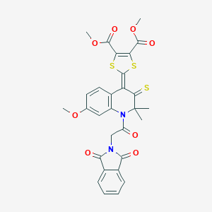 molecular formula C29H24N2O8S3 B447515 DIMETHYL 2-[1-[2-(1,3-DIOXO-1,3-DIHYDRO-2H-ISOINDOL-2-YL)ACETYL]-7-METHOXY-2,2-DIMETHYL-3-THIOXO-2,3-DIHYDRO-4(1H)-QUINOLINYLIDEN]-1,3-DITHIOLE-4,5-DICARBOXYLATE 