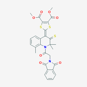 molecular formula C29H24N2O7S3 B447516 DIMETHYL 2-[1-[2-(1,3-DIOXO-1,3-DIHYDRO-2H-ISOINDOL-2-YL)ACETYL]-2,2,8-TRIMETHYL-3-THIOXO-2,3-DIHYDRO-4(1H)-QUINOLINYLIDEN]-1,3-DITHIOLE-4,5-DICARBOXYLATE 