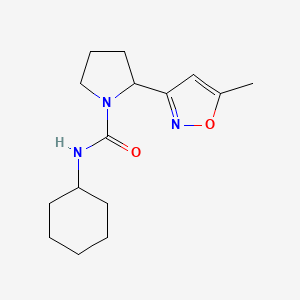 molecular formula C15H23N3O2 B4475216 N-cyclohexyl-2-(5-methyl-3-isoxazolyl)-1-pyrrolidinecarboxamide 
