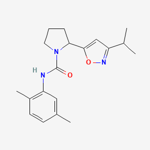 molecular formula C19H25N3O2 B4475335 N-(2,5-Dimethylphenyl)-2-[3-(propan-2-YL)-1,2-oxazol-5-YL]pyrrolidine-1-carboxamide 