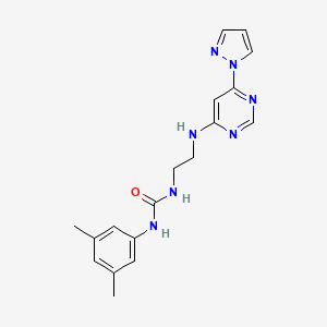 molecular formula C18H21N7O B4475364 N-(3,5-dimethylphenyl)-N'-(2-{[6-(1H-pyrazol-1-yl)-4-pyrimidinyl]amino}ethyl)urea 