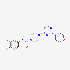 molecular formula C22H30N6O2 B4475541 N-(3,4-Dimethylphenyl)-4-[6-methyl-2-(morpholin-4-YL)pyrimidin-4-YL]piperazine-1-carboxamide 