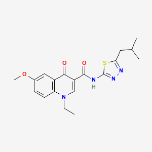 molecular formula C19H22N4O3S B4475615 1-ethyl-6-methoxy-N-[(2E)-5-(2-methylpropyl)-1,3,4-thiadiazol-2(3H)-ylidene]-4-oxo-1,4-dihydroquinoline-3-carboxamide 