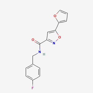 molecular formula C15H11FN2O3 B4475788 N-(4-fluorobenzyl)-5-(2-furyl)-3-isoxazolecarboxamide 