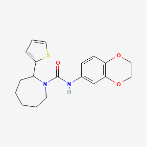 molecular formula C19H22N2O3S B4475840 N-(2,3-Dihydro-1,4-benzodioxin-6-YL)-2-(thiophen-2-YL)azepane-1-carboxamide 