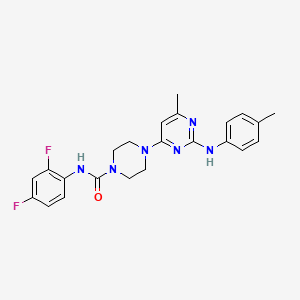 molecular formula C23H24F2N6O B4476272 N-(2,4-difluorophenyl)-4-{6-methyl-2-[(4-methylphenyl)amino]-4-pyrimidinyl}-1-piperazinecarboxamide 