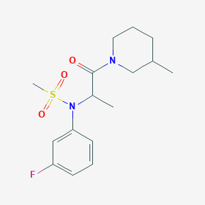 molecular formula C16H23FN2O3S B4476676 N-(3-fluorophenyl)-N-[1-methyl-2-(3-methyl-1-piperidinyl)-2-oxoethyl]methanesulfonamide 