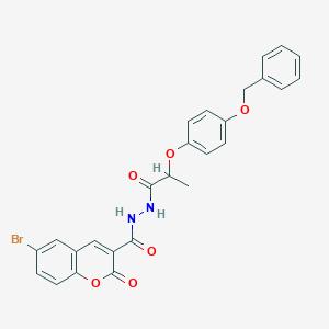 molecular formula C26H21BrN2O6 B447671 N'-{2-[4-(benzyloxy)phenoxy]propanoyl}-6-bromo-2-oxo-2H-chromene-3-carbohydrazide 