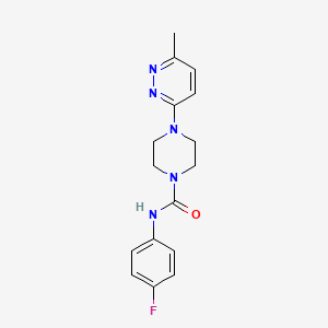 molecular formula C16H18FN5O B4476757 N-(4-fluorophenyl)-4-(6-methyl-3-pyridazinyl)-1-piperazinecarboxamide 