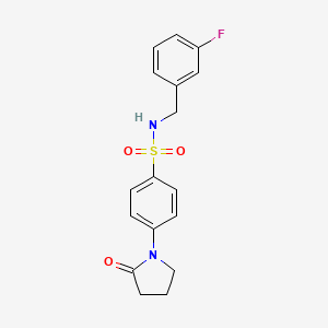 molecular formula C17H17FN2O3S B4476765 N-[(3-FLUOROPHENYL)METHYL]-4-(2-OXOPYRROLIDIN-1-YL)BENZENE-1-SULFONAMIDE 