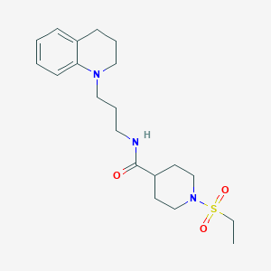 molecular formula C20H31N3O3S B4476790 N-[3-(3,4-dihydro-1(2H)-quinolinyl)propyl]-1-(ethylsulfonyl)-4-piperidinecarboxamide 