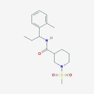molecular formula C17H26N2O3S B4476796 N-[1-(2-methylphenyl)propyl]-1-(methylsulfonyl)-3-piperidinecarboxamide 