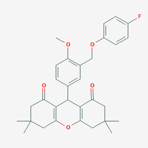 9-{3-[(4-fluorophenoxy)methyl]-4-methoxyphenyl}-3,3,6,6-tetramethyl-3,4,5,6,7,9-hexahydro-1H-xanthene-1,8(2H)-dione