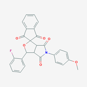 1-(2-fluorophenyl)-5-(4-methoxyphenyl)spiro[3a,6a-dihydro-1H-furo[3,4-c]pyrrole-3,2'-indene]-1',3',4,6-tetrone