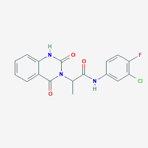 molecular formula C17H13ClFN3O3 B4476982 N-(3-chloro-4-fluorophenyl)-2-(2,4-dioxo-1,4-dihydro-3(2H)-quinazolinyl)propanamide 