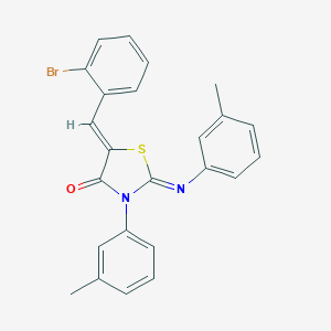 molecular formula C24H19BrN2OS B447730 5-(2-Bromobenzylidene)-3-(3-methylphenyl)-2-[(3-methylphenyl)imino]-1,3-thiazolidin-4-one 
