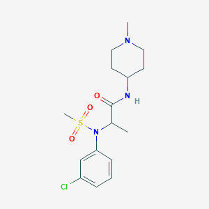 molecular formula C16H24ClN3O3S B4477389 N~2~-(3-chlorophenyl)-N~1~-(1-methyl-4-piperidinyl)-N~2~-(methylsulfonyl)alaninamide 