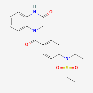 molecular formula C19H21N3O4S B4477544 N-ethyl-N-{4-[(3-oxo-3,4-dihydro-1(2H)-quinoxalinyl)carbonyl]phenyl}ethanesulfonamide 