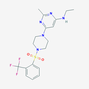 molecular formula C18H22F3N5O2S B4477546 N-ethyl-2-methyl-6-(4-{[2-(trifluoromethyl)phenyl]sulfonyl}-1-piperazinyl)-4-pyrimidinamine 