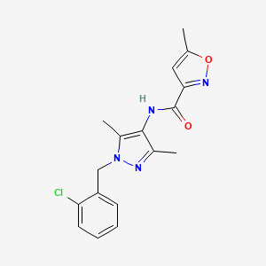 molecular formula C17H17ClN4O2 B4478101 N-[1-(2-chlorobenzyl)-3,5-dimethyl-1H-pyrazol-4-yl]-5-methyl-3-isoxazolecarboxamide 