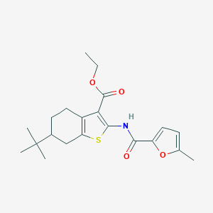 molecular formula C21H27NO4S B447814 ETHYL 6-(TERT-BUTYL)-2-{[(5-METHYL-2-FURYL)CARBONYL]AMINO}-4,5,6,7-TETRAHYDRO-1-BENZOTHIOPHENE-3-CARBOXYLATE 