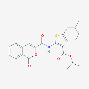 molecular formula C23H23NO5S B447816 PROPAN-2-YL 6-METHYL-2-(1-OXO-1H-ISOCHROMENE-3-AMIDO)-4,5,6,7-TETRAHYDRO-1-BENZOTHIOPHENE-3-CARBOXYLATE 